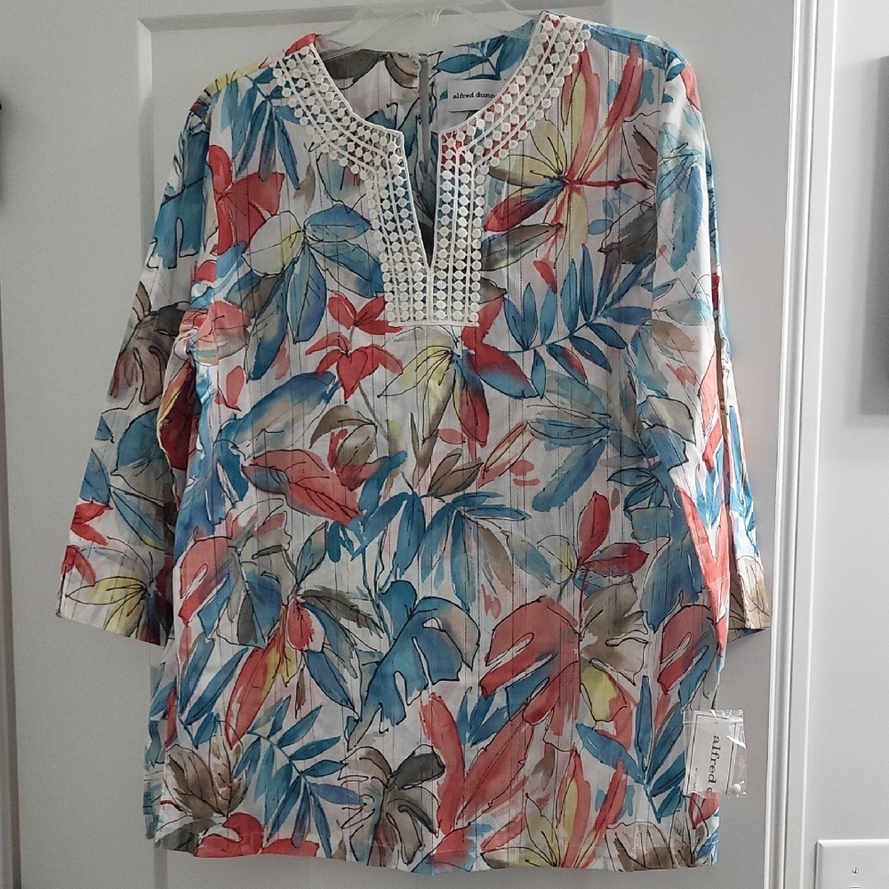 Alfred Dunner Cozumel Leaf Print Top